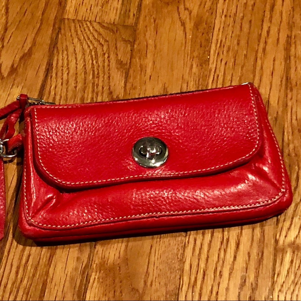 Roots Canada Red Leather Wristlet